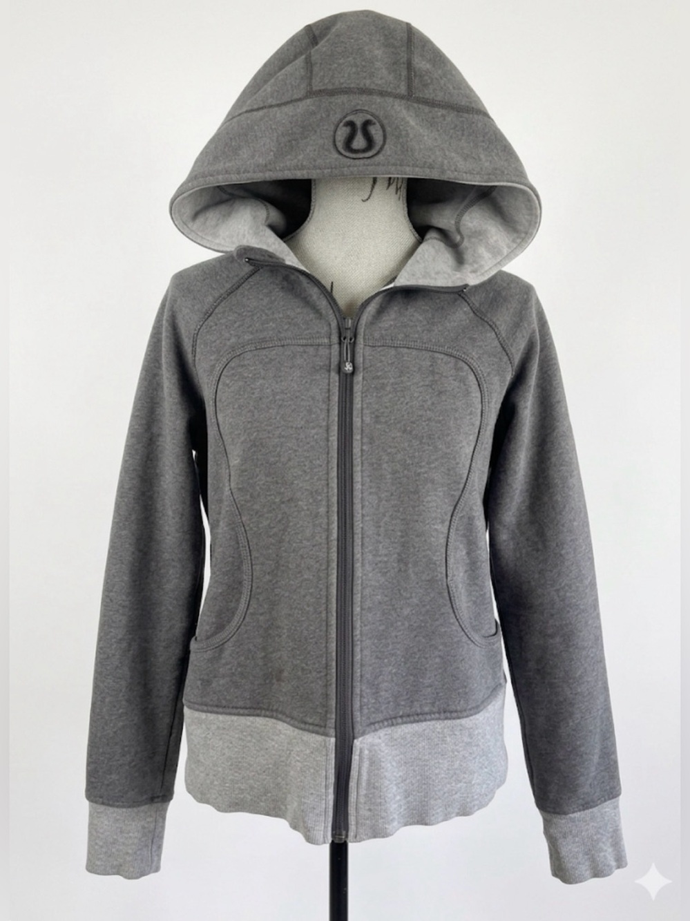 Lululemon Vintage Scuba Hoodie RARE Roomy Fit Size 12 - Two-Tone Grey
